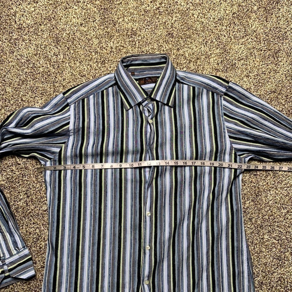 Etro Milano Multicolor Striped Long Sleeve Button Down Shirt Men XL Cotton Blend - Picture 8 of 8